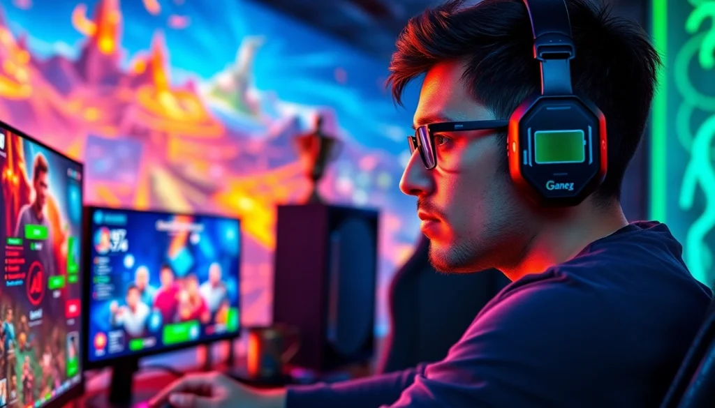 Cheerful gamer immersing in the alerts of awin66's digital gaming experience.