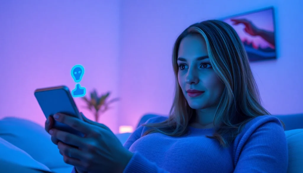 Engaging user interaction with an AI porn chat character, highlighting intimacy and connection.
