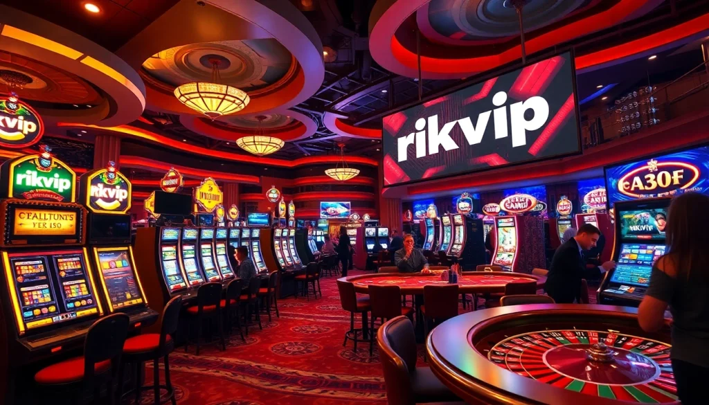 Excited players at the 'rikvip' casino gaming tables, showcasing the thrill of gambling.